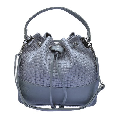Shalatel Imelda Woven Genuine  Leather Hobo - Grey