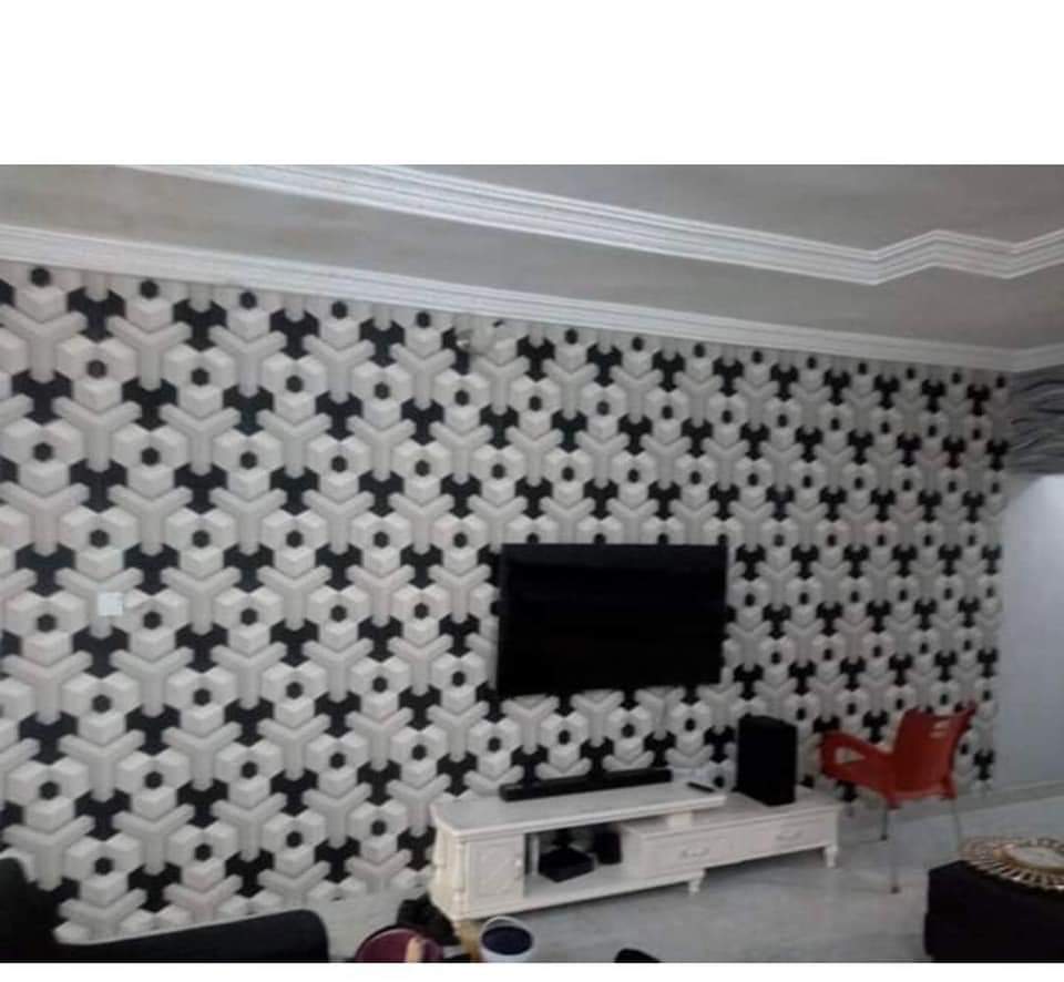 3D white and black designed wallpaper